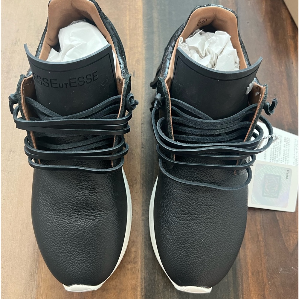 EsseUtEsse black leather fringe sneakers